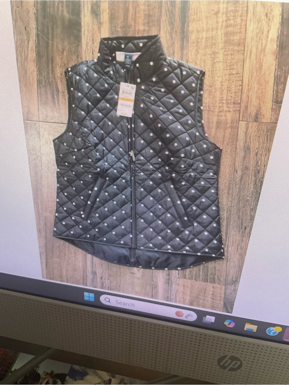 Karen Scott Black Quilted Puffer Vest with Silver Studs